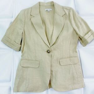 CAbi Tan 100% Linen Blazer Sz M